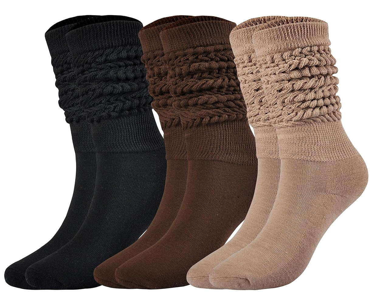 JORMATT Women Slouch Socks Thick Boot Socks Soft Extra Long Knee High Scrunch Socks Size 5-10 | Amazon (US)