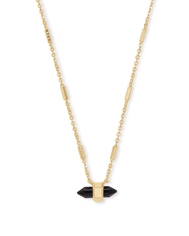 Jamie Gold Pendant Necklace in Black Obsidian | Kendra Scott