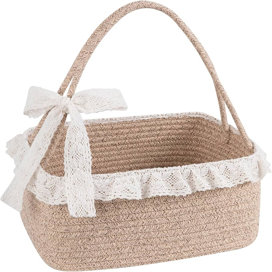 OIAHOMY Gift Basket with Long Handles, Large Woven Baskets for Gifts with Gift Bag, Ribbons and L... | Amazon (US)