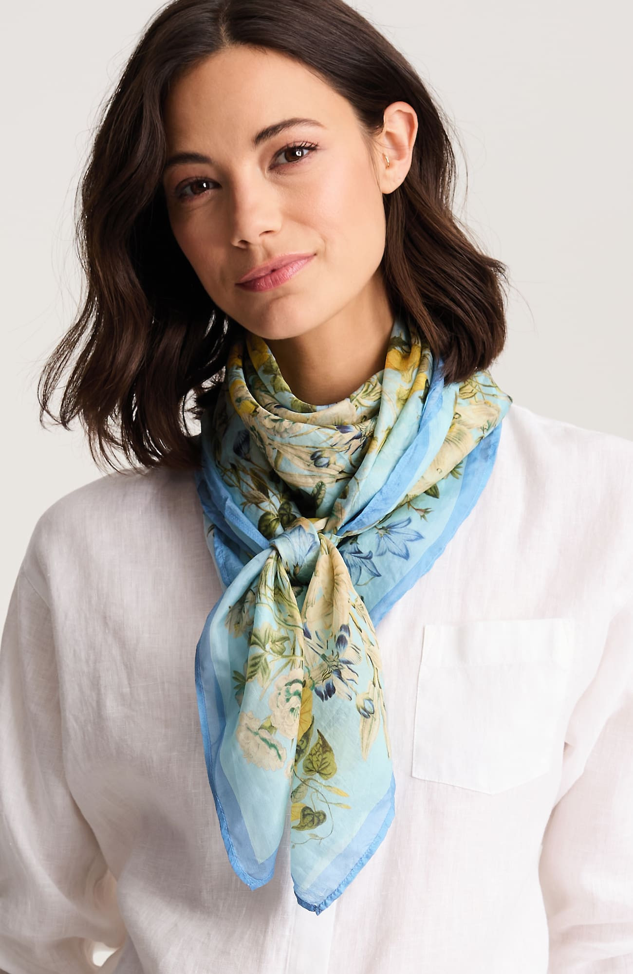 Women's Printed Silk Square Scarf (Sweet Celadon Multi) J. Jill | J. Jill