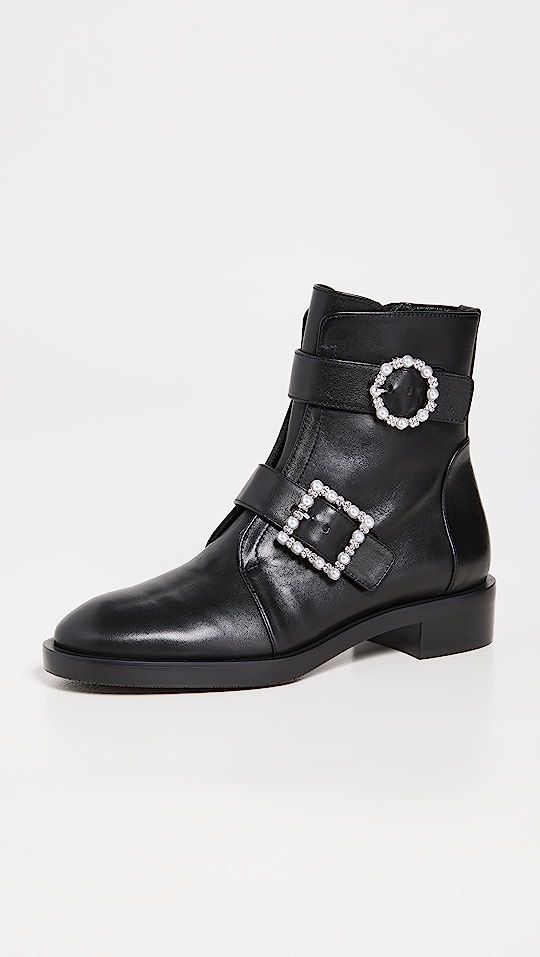 Stuart Weitzman Ryder Pearl Geo Buckle Booties | SHOPBOP | Shopbop