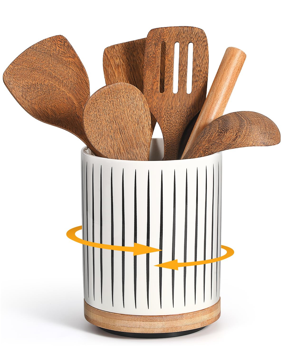 360° Rotating Ceramic Utensil Holder for Countertop, 7.9 Inch Extra Large Crock for Kitchen Uten... | Amazon (US)