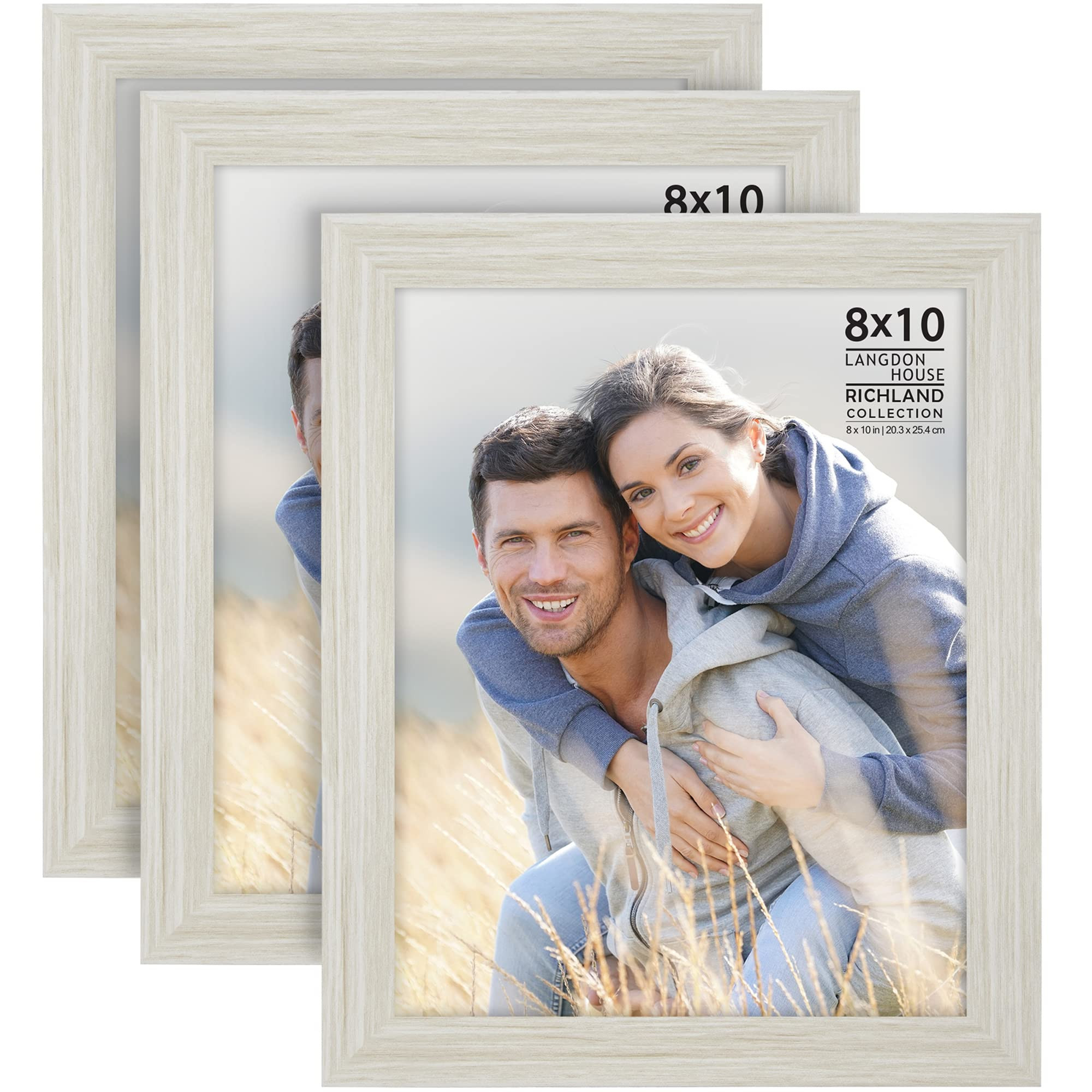 Langdon House 8x10 Picture Frames (Almond White, 3 Pack) Wood Grain Style, Wall Mount or Table To... | Amazon (US)