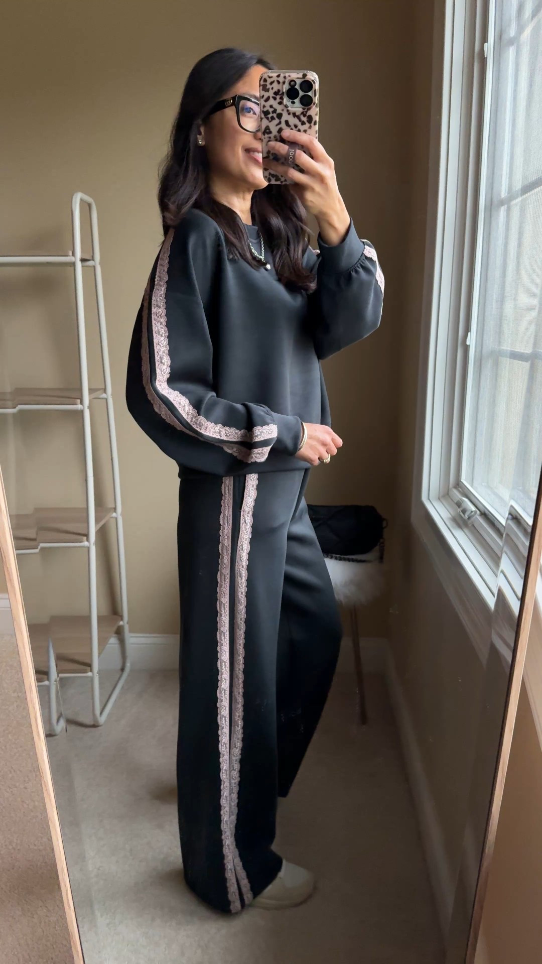 Winter outfit. Athleisure outfit. Loungewear  Track suit. Comfy pullover and track pants have the cutest lace stripe detail. Sporty chic!
True to size in both pieces. 


#LTKOver40 #LTKFindsUnder50 #LTKootd