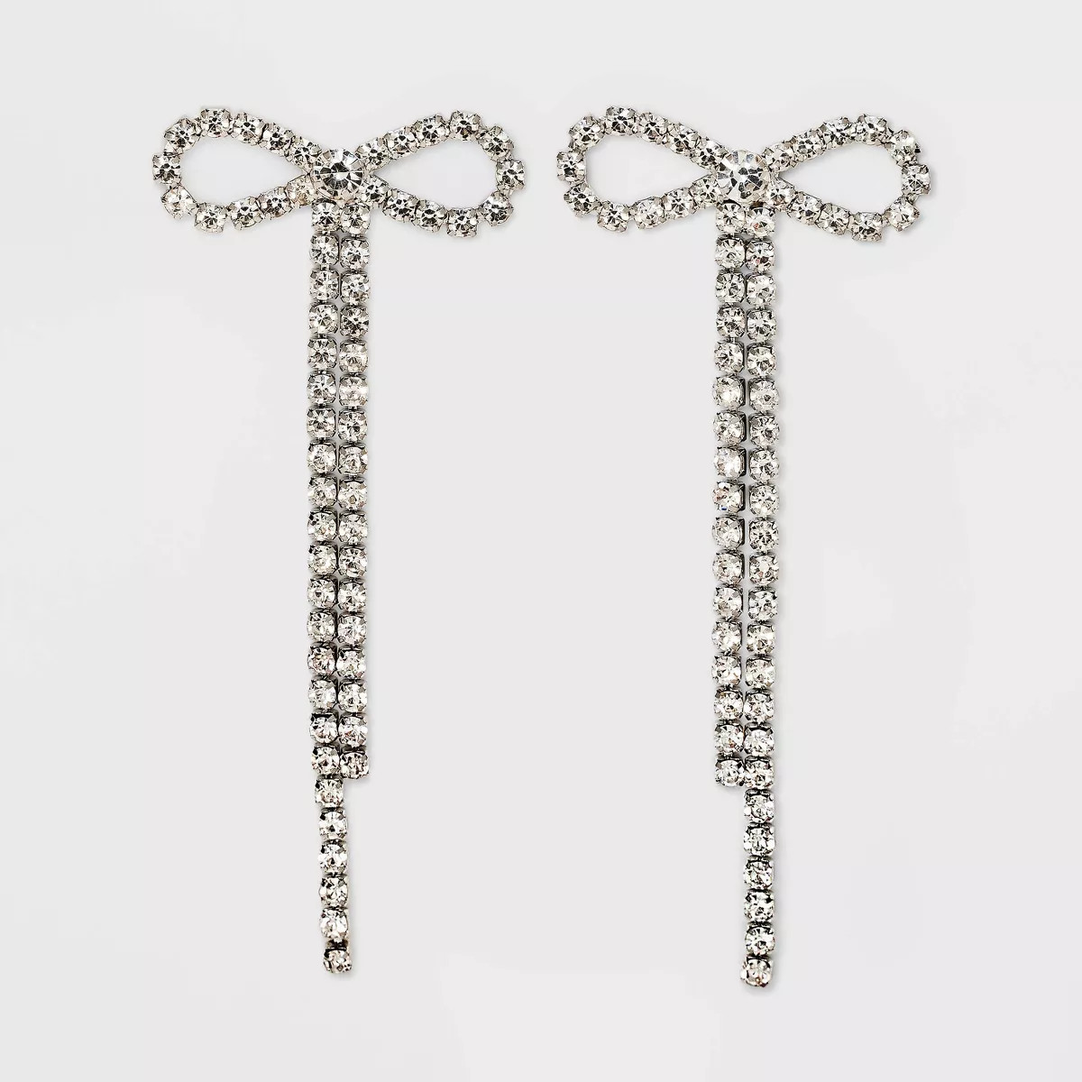 Rhinestone Bow with Fringe Drop Earrings - Wild Fable™ Silver | Target