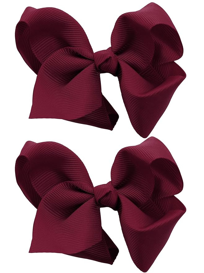 Toddlers' Girls' Smooth Grosgrain Ribbon Bow Alligator Clip, Burgundy | Amazon (US)