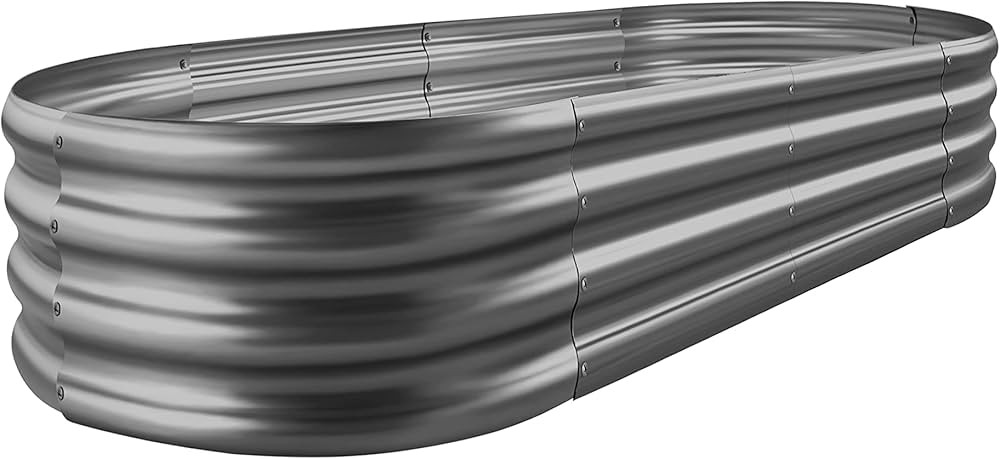 Land Guard Galvanized Raised Garden Bed Kit, Galvanized Planter Raised Garden Boxes Outdoor, Oval... | Amazon (US)