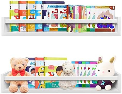 hundrecip Floating Book Shelves White 24inch Set of 2 for Nursery Bathroom Bedroom (White-24), 24... | Amazon (US)