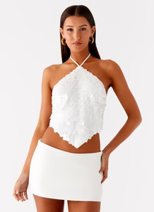 Tijana Beaded Halter Top - Ivory | Peppermayo (Global)