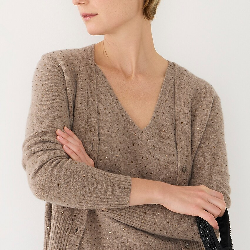 V-neck cardigan sweater in Supersoft yarn with crystals | J. Crew US
