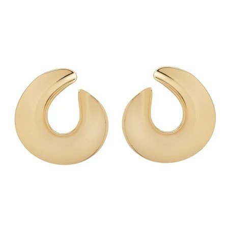 Time and Tru Women s Gold Tone Modern Open Hoop Earrings | Walmart (US)
