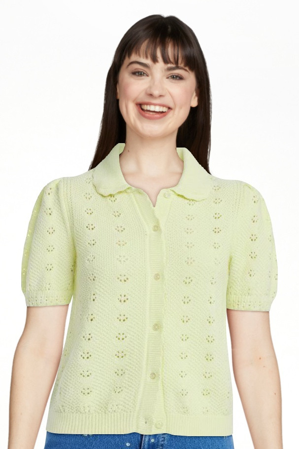 Free Assembly Women's and Women's Plus Cotton Pointelle Cardigan Sweater with Short Sleeves, Ligh... | Walmart (US)