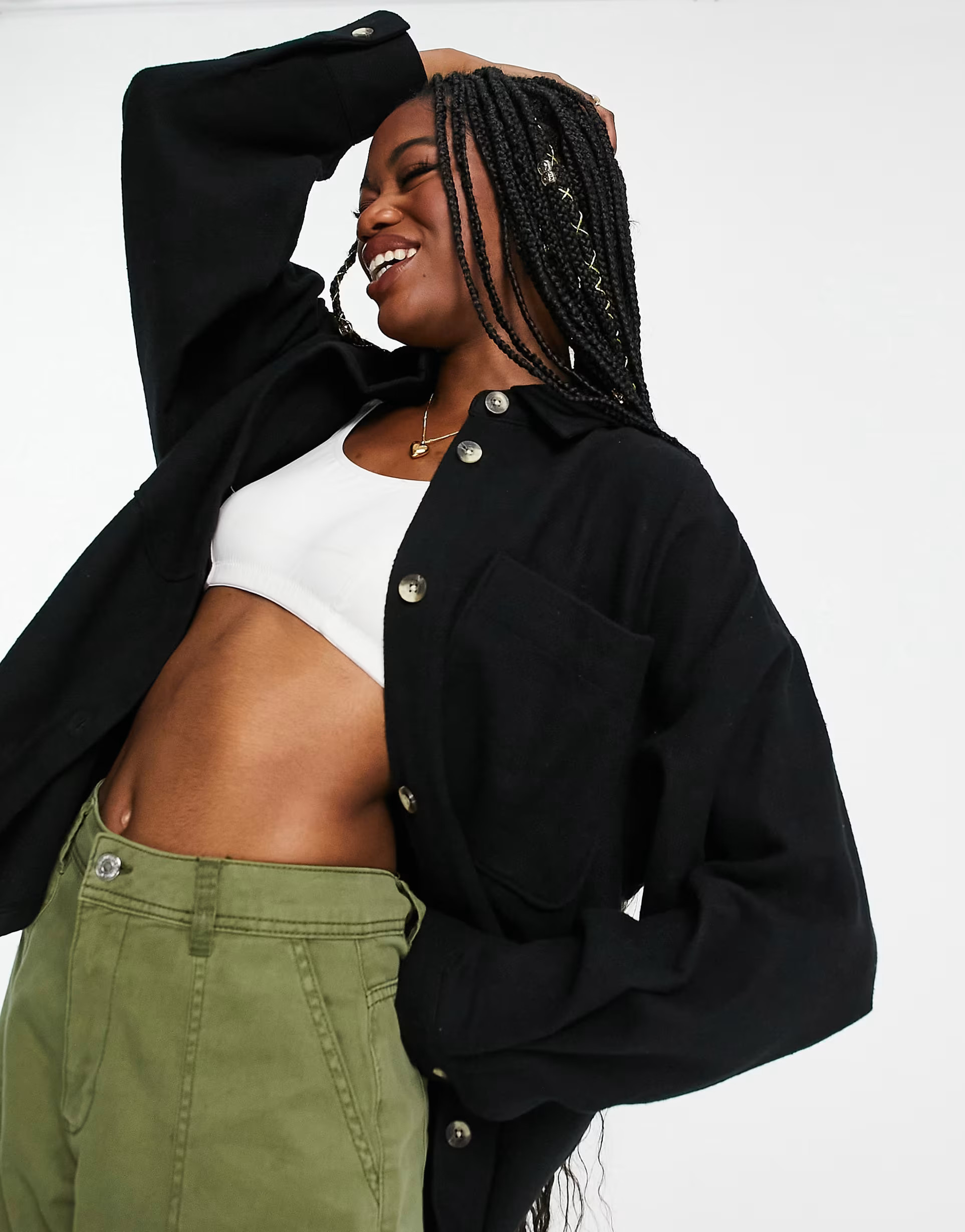 ASOS DESIGN - Surchemise oversize avec poches - Noir | ASOS (Global)