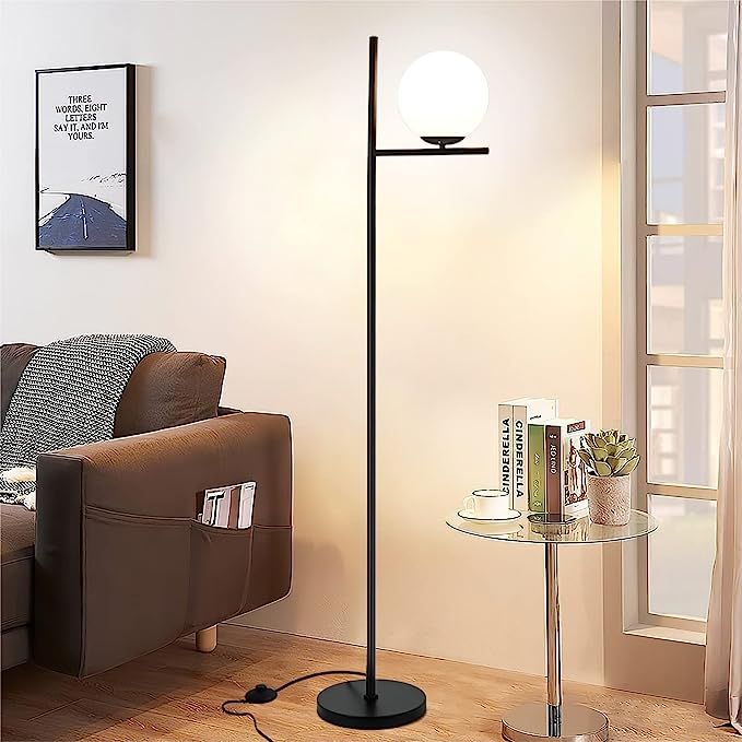 DLLT Modern LED Sphere Floor Lamp-9W Frosted Glass Globe Standing Lamps for bedroom, Energy Savin... | Amazon (US)