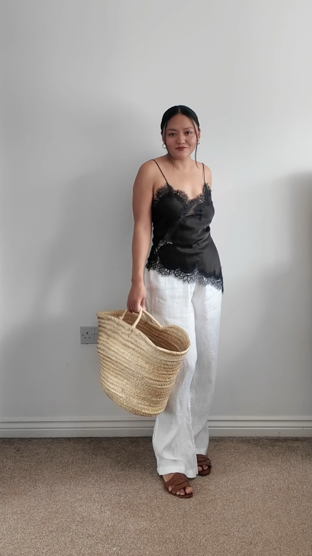 Linen trousers are my favourite thing to wear in the summer.

Straw bag, basket bag, linen trousers, white trousers, satin top, lace top, summer outfits, casual outfits, petite outfits, summer flats, brown sandals 

#LTKuk #LTKpetite #LTKsummer