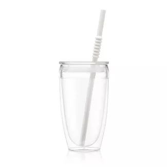 Bodum 13.5oz Pavina To Go Travel Mug Double Wall with Straw Plastic - White | Target