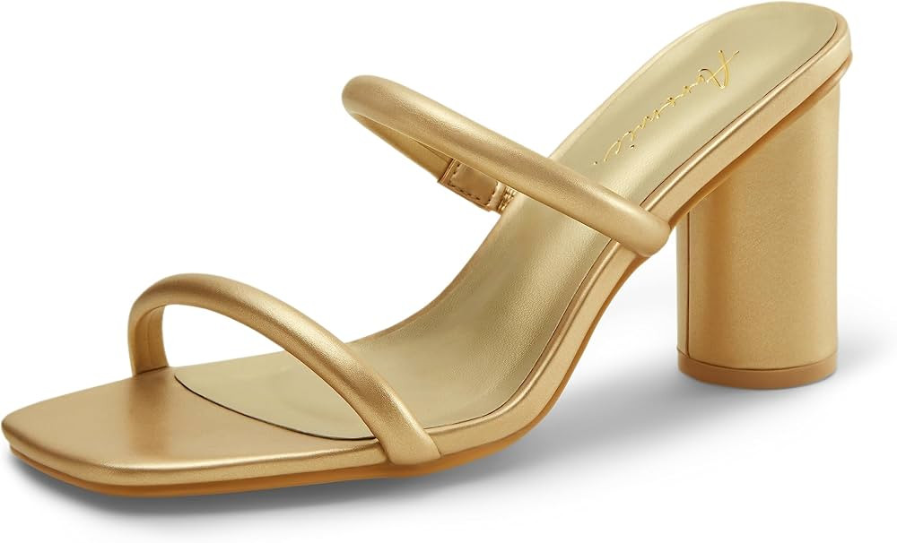 Arromic Women's Heeled Sandals Square Toe Two Strap Block Heels for Women Comfortable Strappy Hee... | Amazon (US)