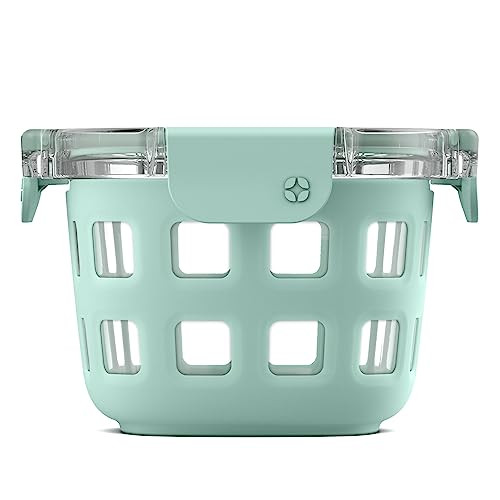 Ello DuraGlass Rounds Glass Food Storage Containers - Meal Prep Bowls with Silicone Sleeve and Airtight Lids, 2 Cup, Yucca | Amazon (US)