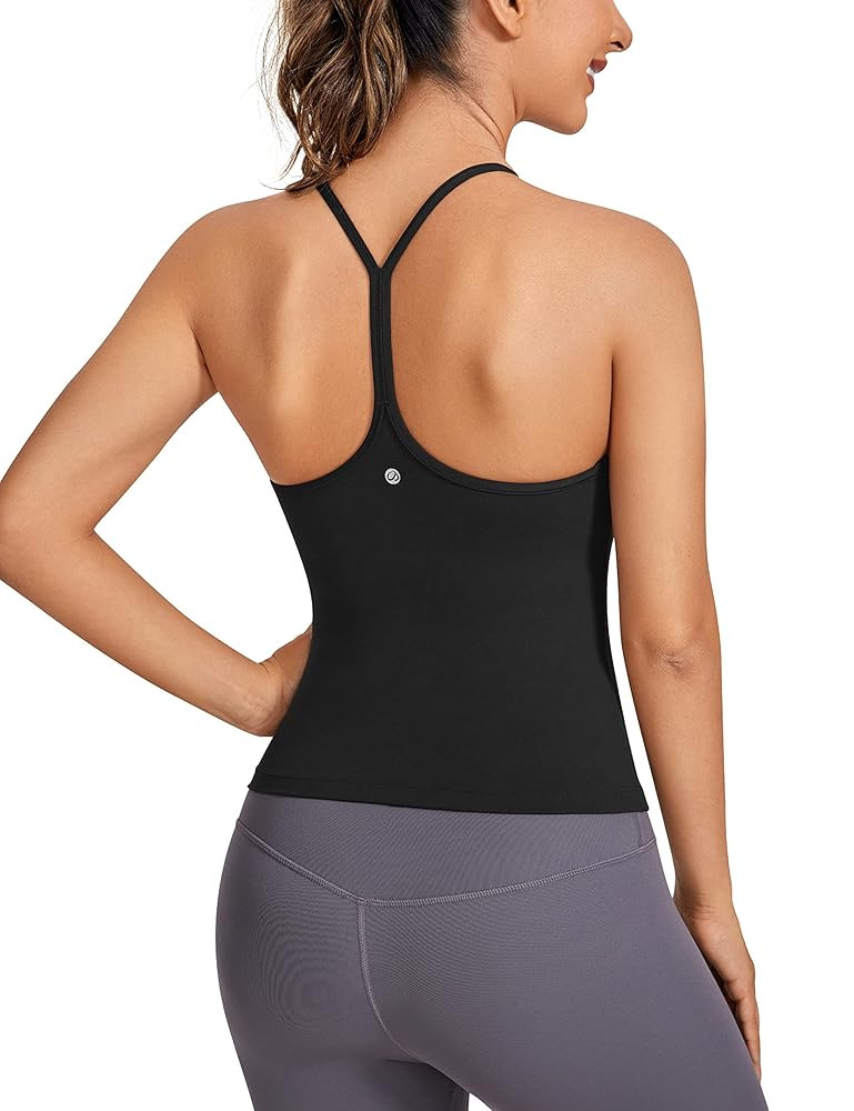 CRZ YOGA Butterluxe Womens Workout Racerback Tank Top with Built in Bra - Scoop Neck Spaghetti St... | Amazon (US)
