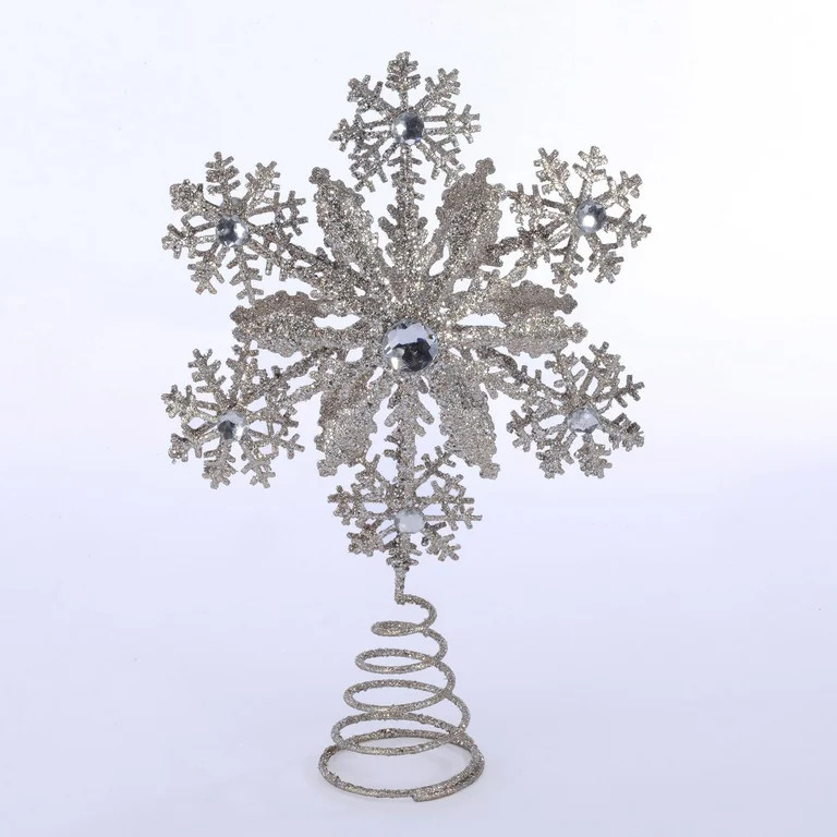 Holiday Time Christmas Tree Topper, Gold Snowflake with Diamonds, 10.5" | Walmart (US)