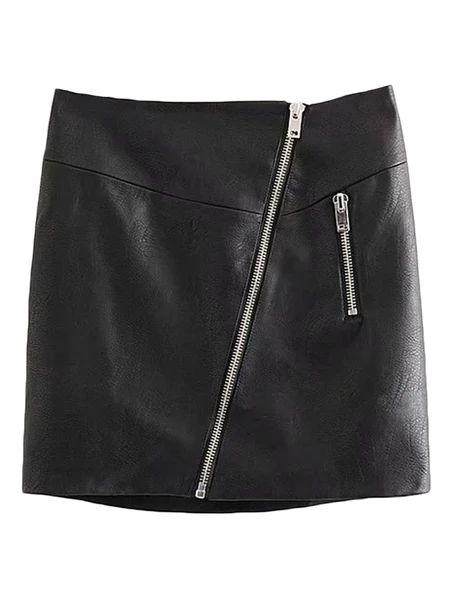 'Carrie' Faux Leather Zip Detail Mini Skirt | Goodnight Macaroon