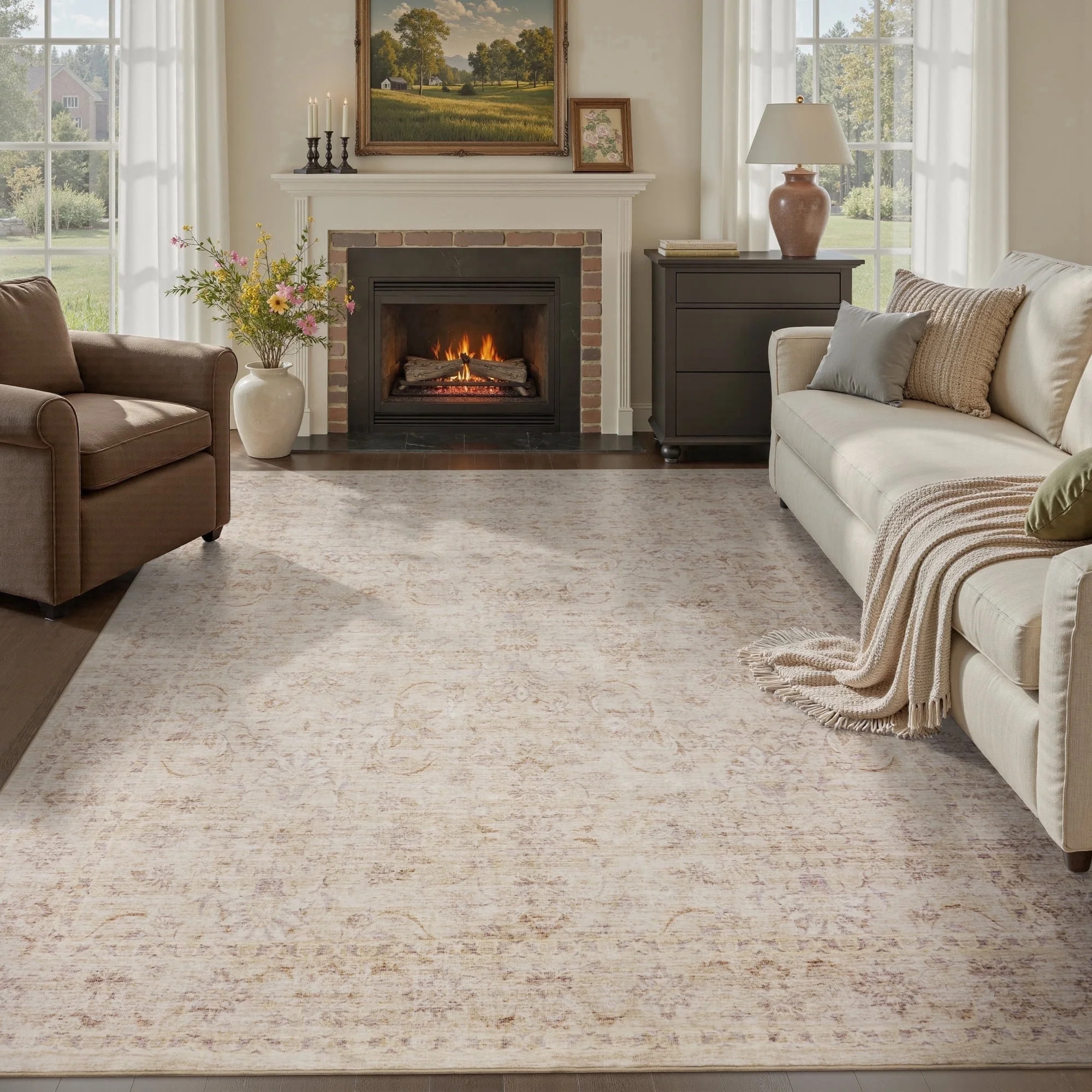 SIXHOME 8'x10' Area Rugs Washable Vintage Rugs for Living Room Distressed Floral Area Rug Indoor ... | Walmart (US)