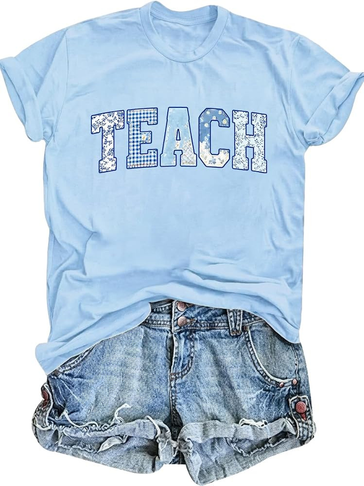 Eatbook Teacher Shirts for Women Happy Back to School Teach Shirt Gifts | Amazon (US)