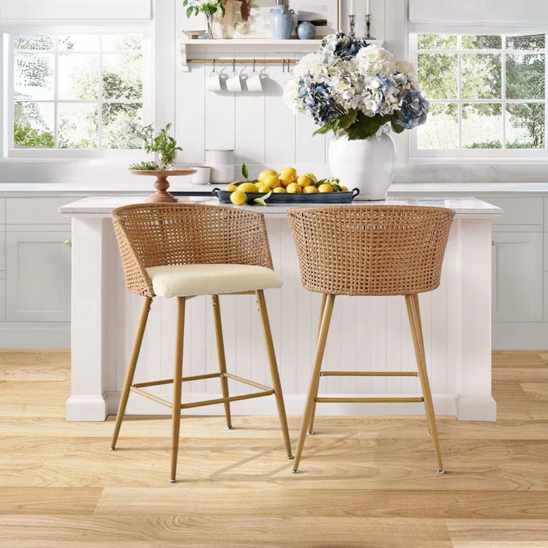 Upholstered 27" Arm Counter Stool | Wayfair North America