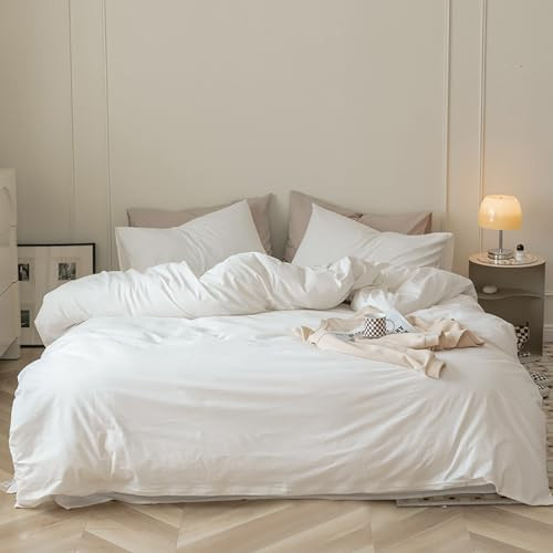 Luxlovery White Comforter Set Queen White Bedding Comforter Set Bed Sets Solid Blanket Quilts Hotel Collection Women Men Soft Breathable Queen Size 3 Piece Comforter | Amazon (US)