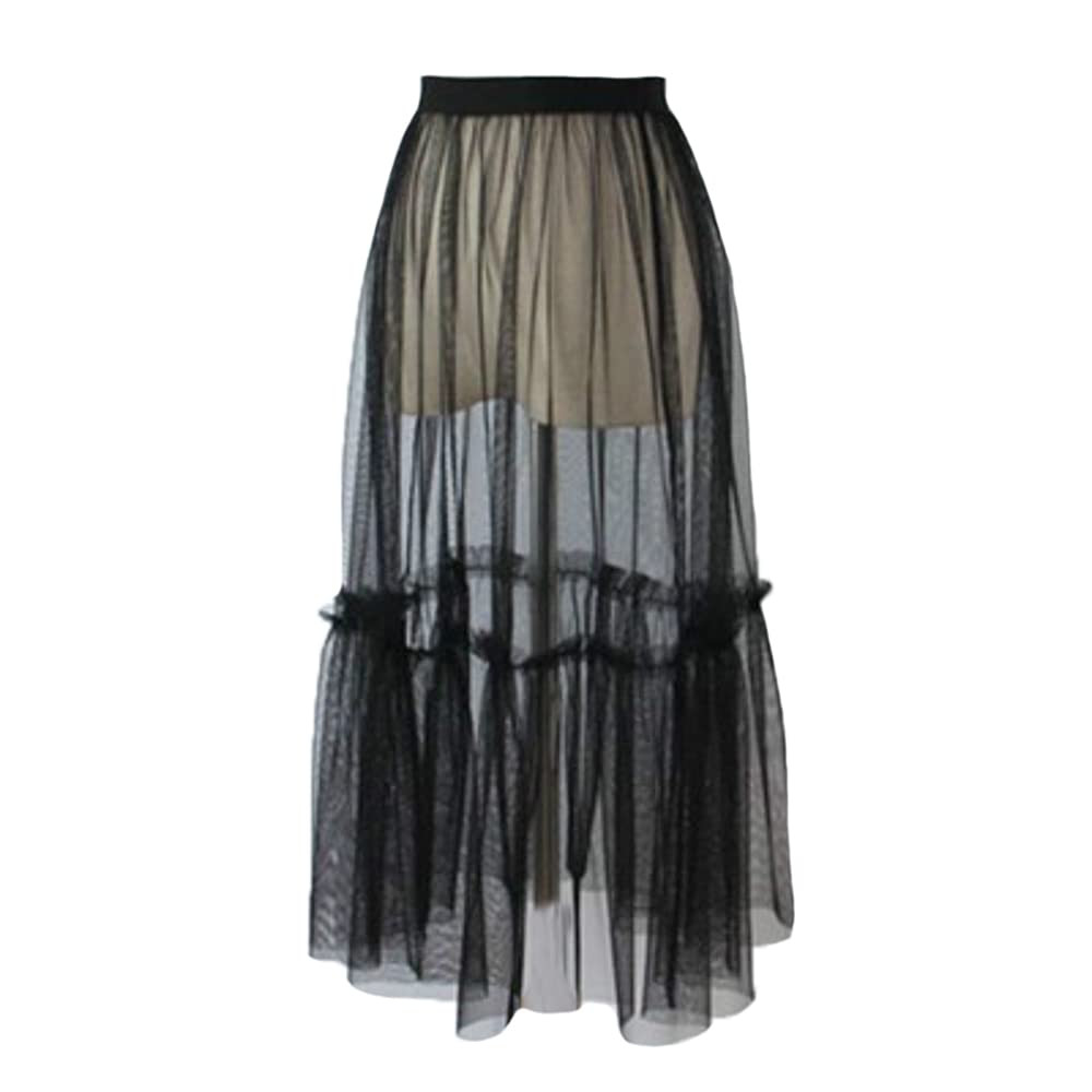 Women High Low Irregular Length Tulle Mesh Layered Midi Skirt Elastic Waist Tutu Skirt for Casual... | Amazon (US)