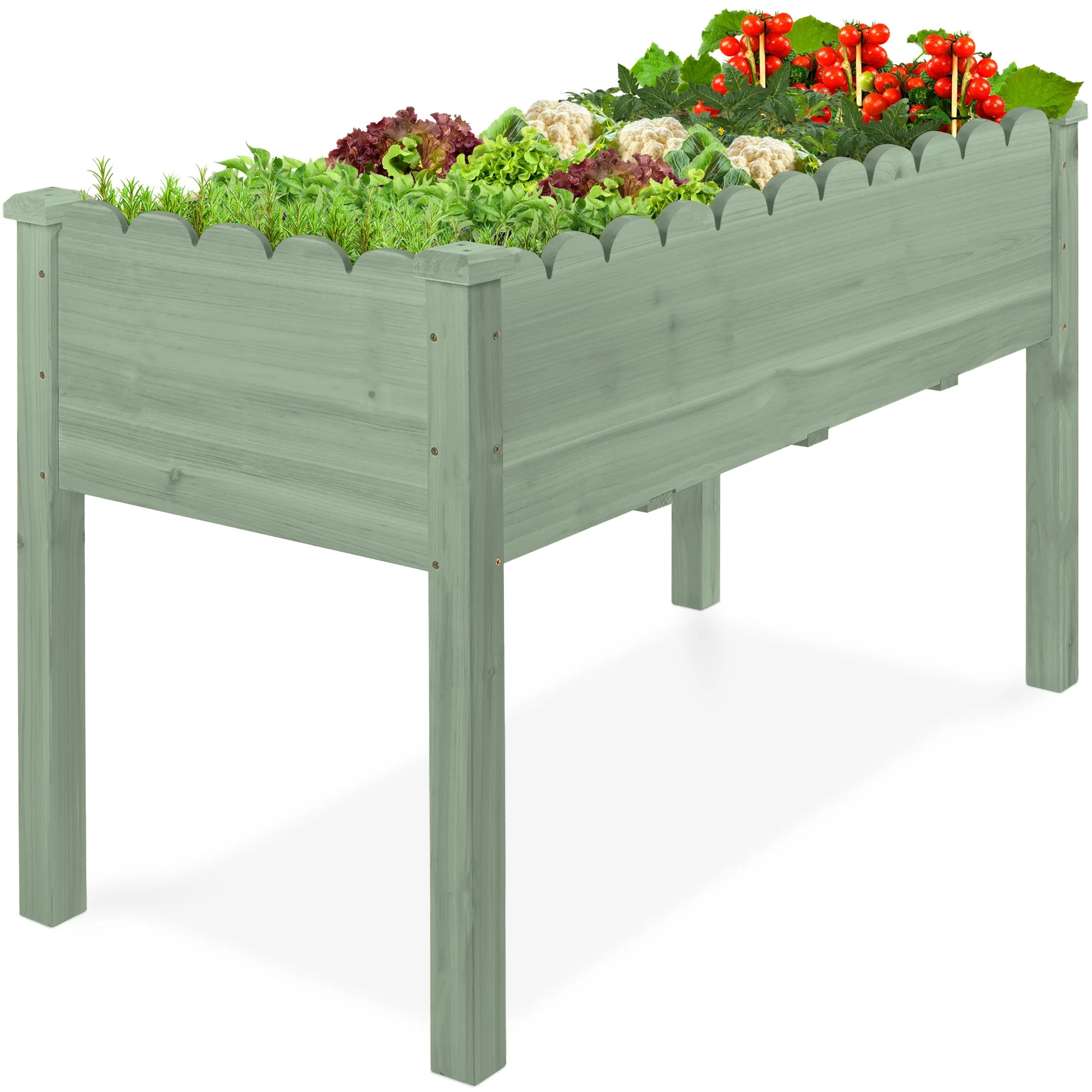 Best Choice Products 48x24x30in Raised Garden Bed, Scalloped Design, Elevated Wooden Planter for ... | Walmart (US)