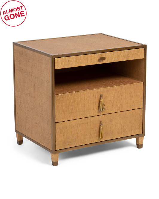 26x26x20 Doro Gilded Raffia Bedside Chest | TJ Maxx