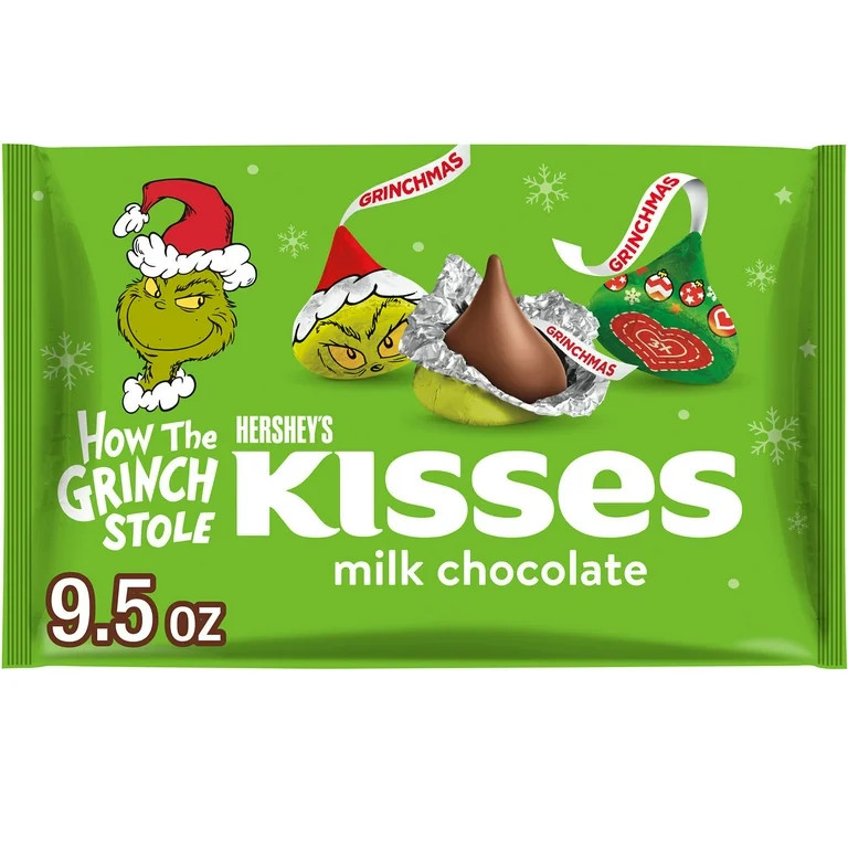 Hershey's Kisses Grinch Milk Chocolate Christmas Candy, Bag 9.5 oz | Walmart (US)