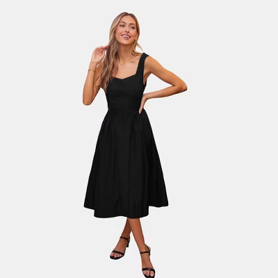 Women's Elegant Black Sweetheart Neckline Midi Dress - Cupshe-S-Black | Target