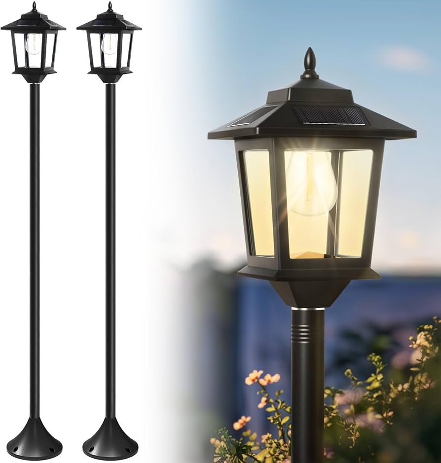 PASAMIC 63" Solar Lamp Post Light 2Pack, Outdoor Post Lights Waterproof, Pole Lights Outdoor, Dec... | Amazon (US)