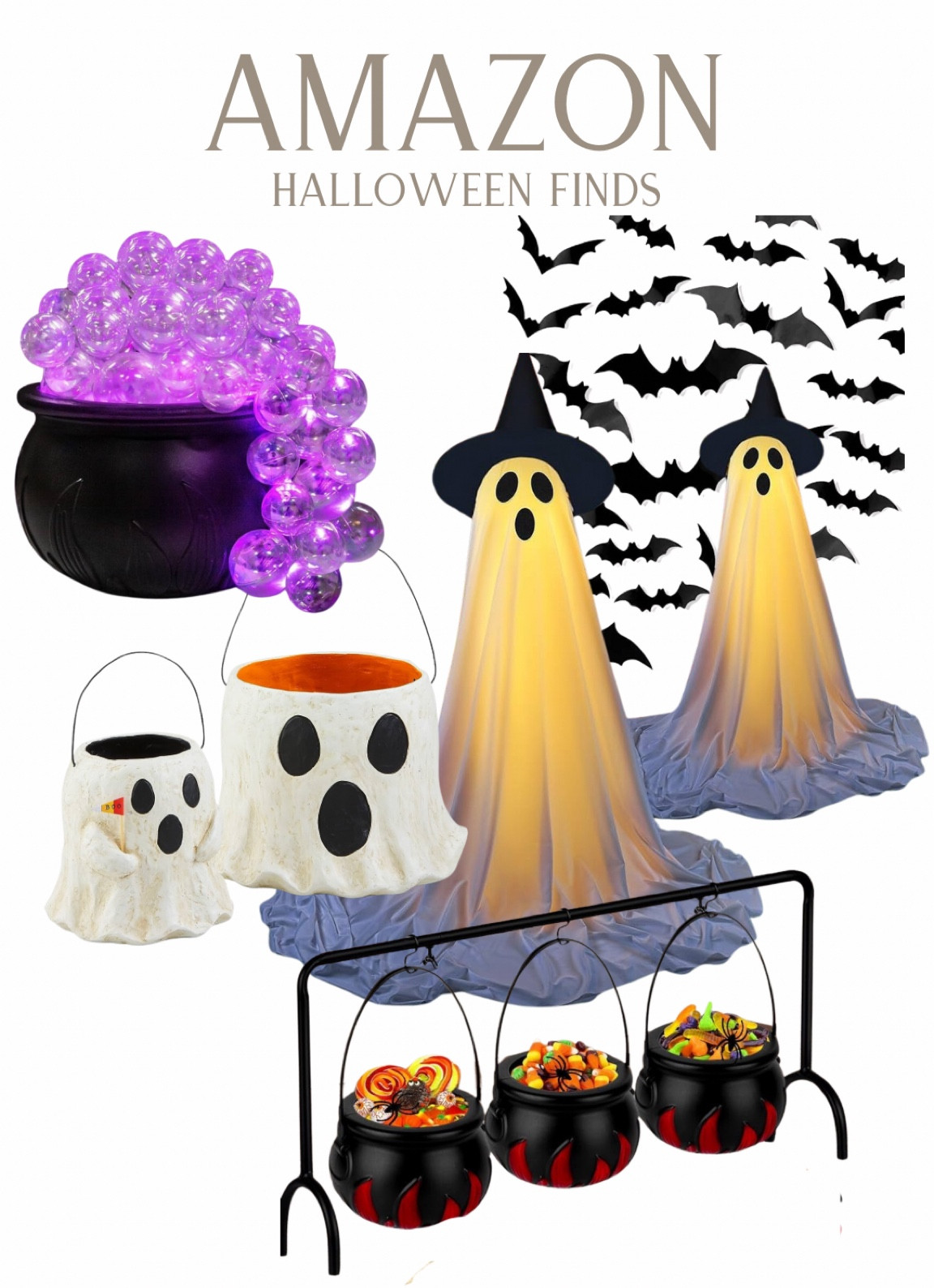 Halloween decor from @amazon 

Light up Cauldron kit
Light up ghosts 
Ghost buckets 
Cauldron serving buckets 
Bats 

#LTKSeasonal #LTKFindsUnder50 #LTKHome