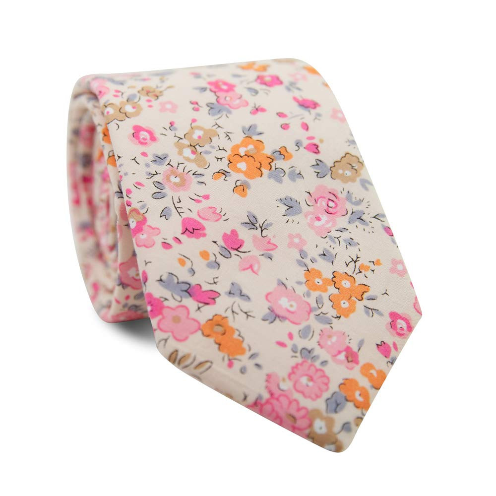 DAZI Men's Skinny Tie Floral Print Cotton Necktie, Great for Weddings, Groom, Groomsmen, Missions... | Amazon (US)