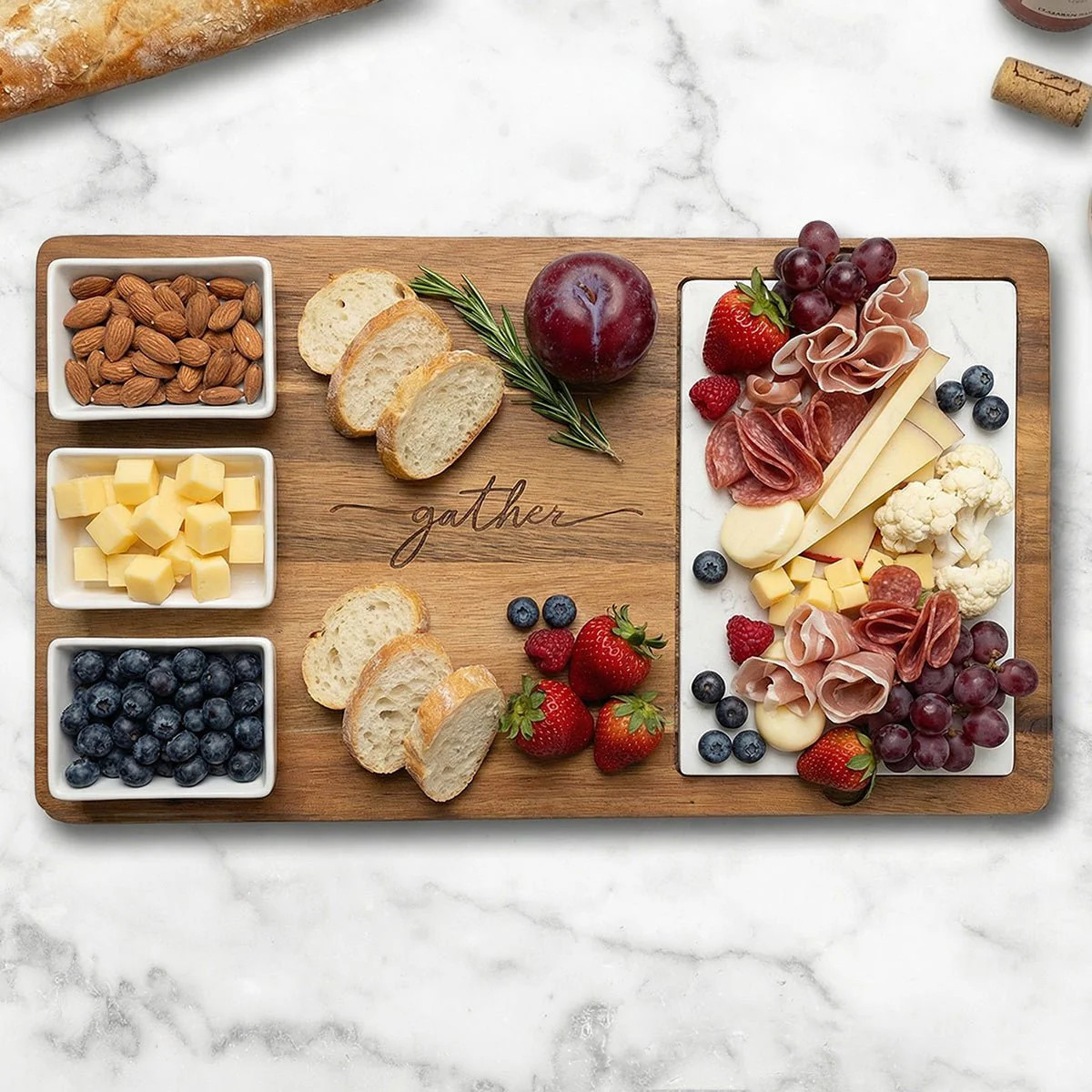Gather Charcuterie Board Serving Tray w/ Cheese Board and Bowls | HomeWetBar.com