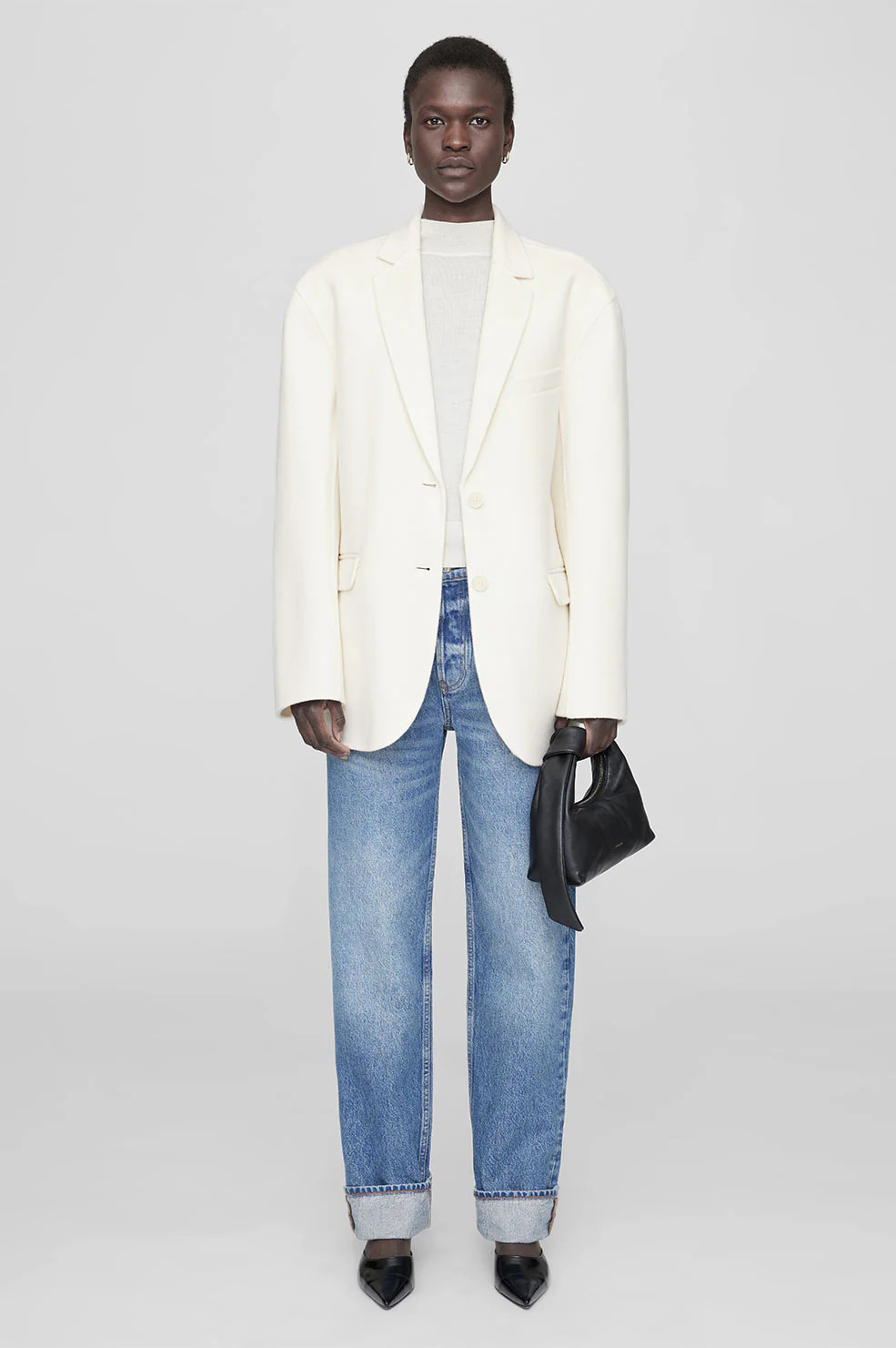 Quinn Blazer - White Cashmere Blend | Anine Bing