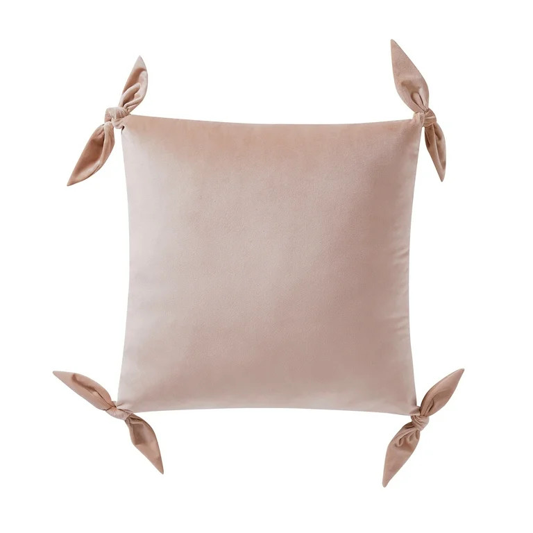 My Texas House 20" x 20" Solid Rose Pink Velvet Tie Decorative Pillow - Walmart.com | Walmart (US)