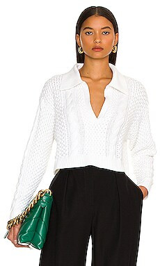 L'Academie Miles Cable Pullover in White from Revolve.com | Revolve Clothing (Global)