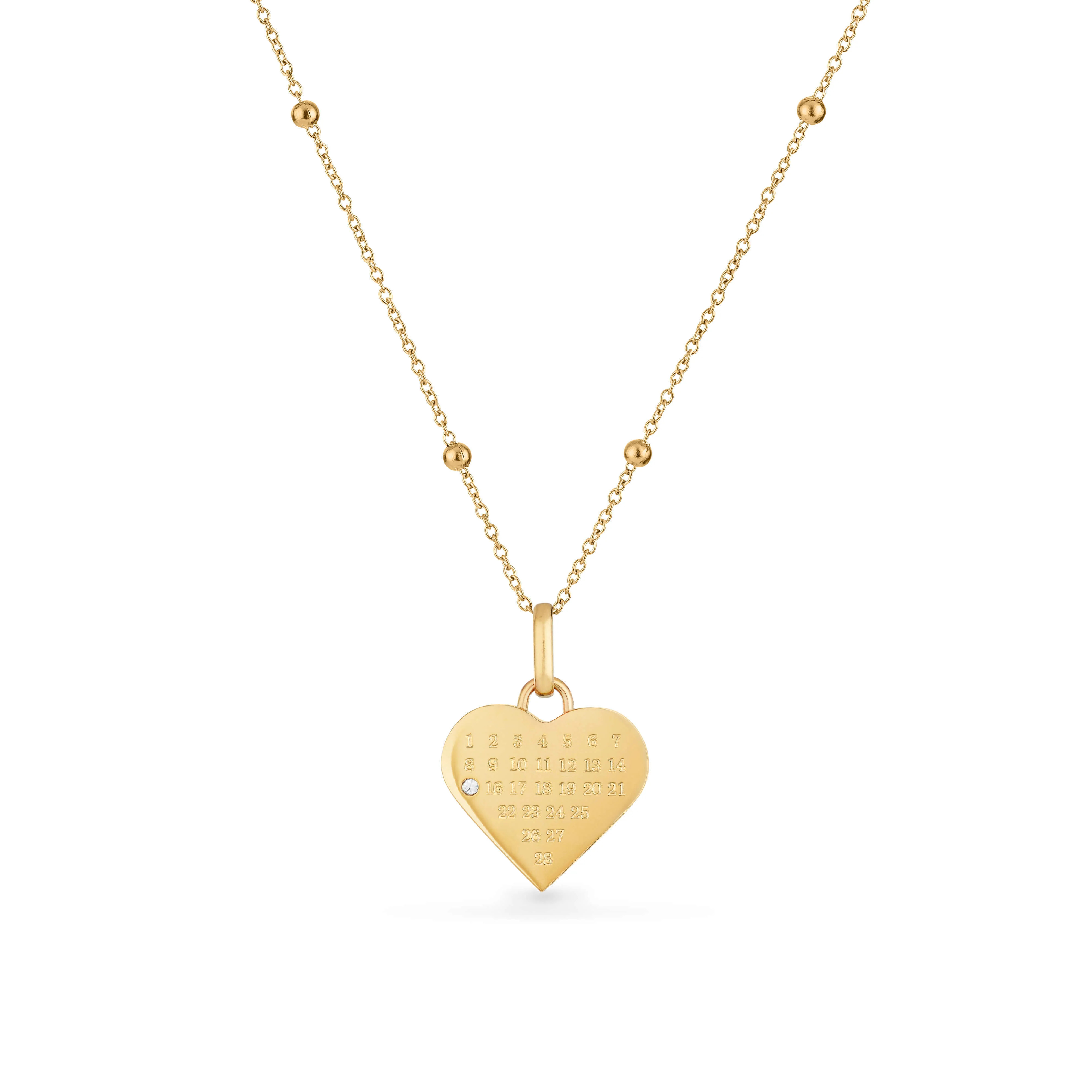 Custom Heart Calendar Necklace (Gold) | Abbott Lyon