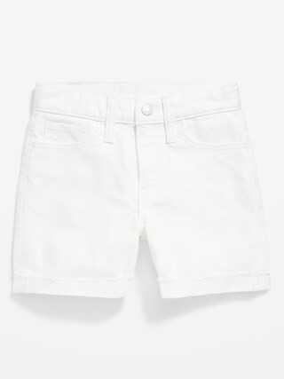 High-Waisted Rolled-Cuff Twill Midi Shorts for Girls | Old Navy (US)