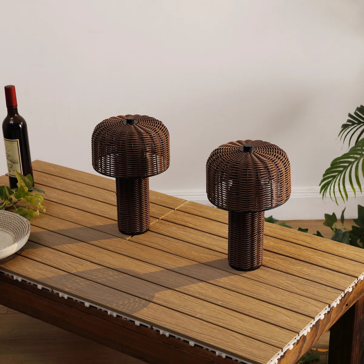 Mia 10" Modern Scandinavian Indoor/Outdoor Faux Wicker Rechargeable/Cordless Dimmable Integrated ... | Wayfair North America