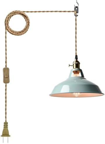 YUBOLE Modern Macaron Plug-in Plendant Light,10.6-Inch Hanging Light Fixtures with Metal Barn Sha... | Amazon (US)
