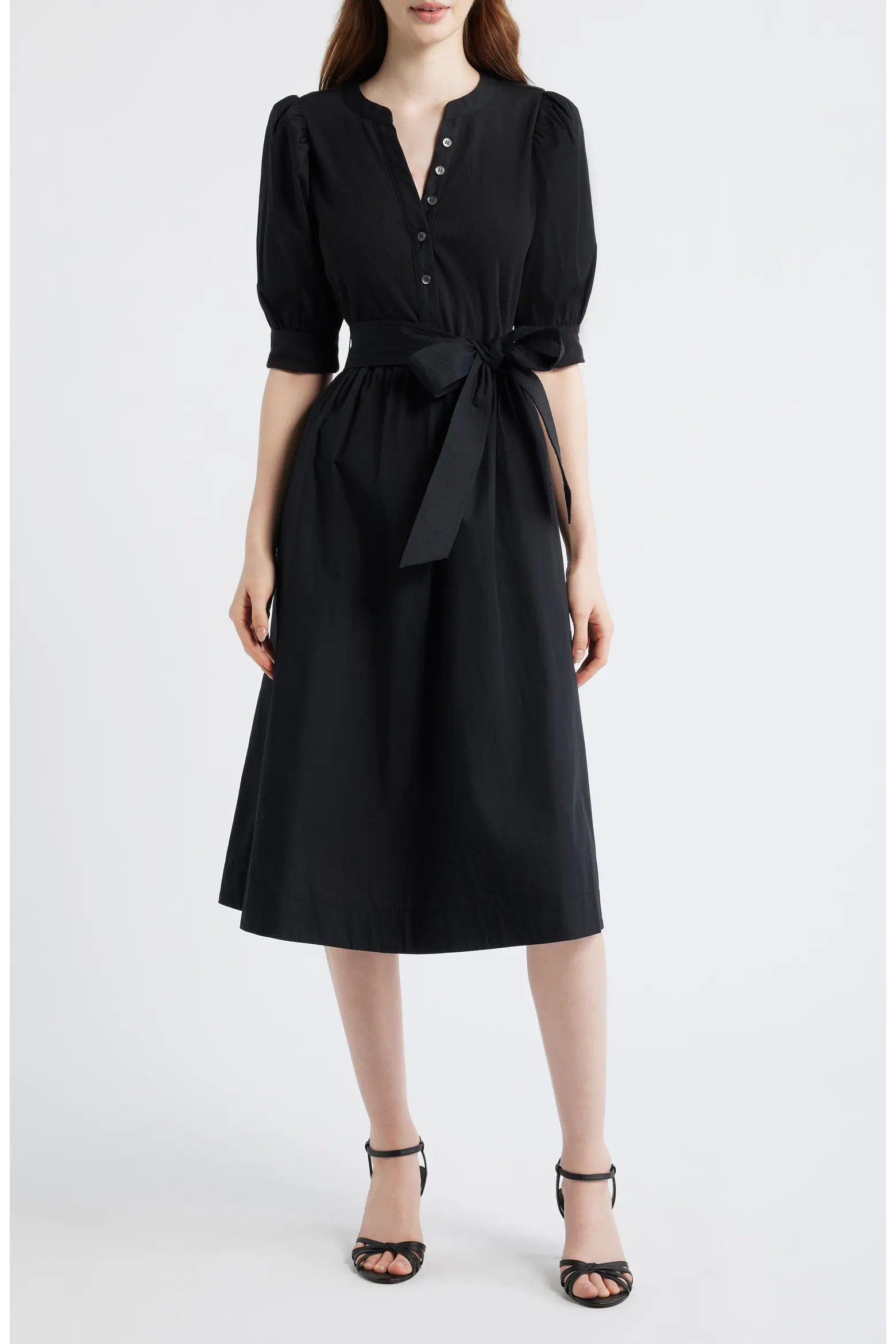 Twofer Mixed Media Belted Midi Dress (Women) | Nordstrom | Nordstrom