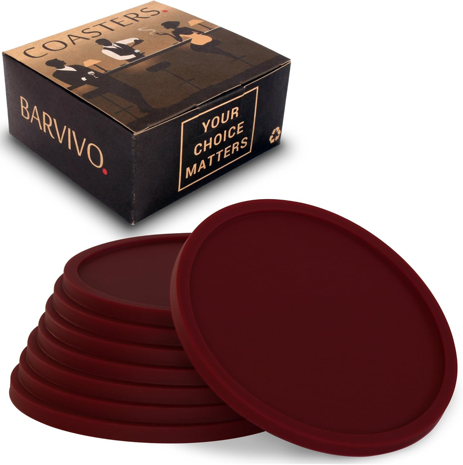 Drink Coasters by Barvivo Set of 8 - Tabletop Protection for Any Table Type, Wood, Granite, Glass... | Amazon (US)