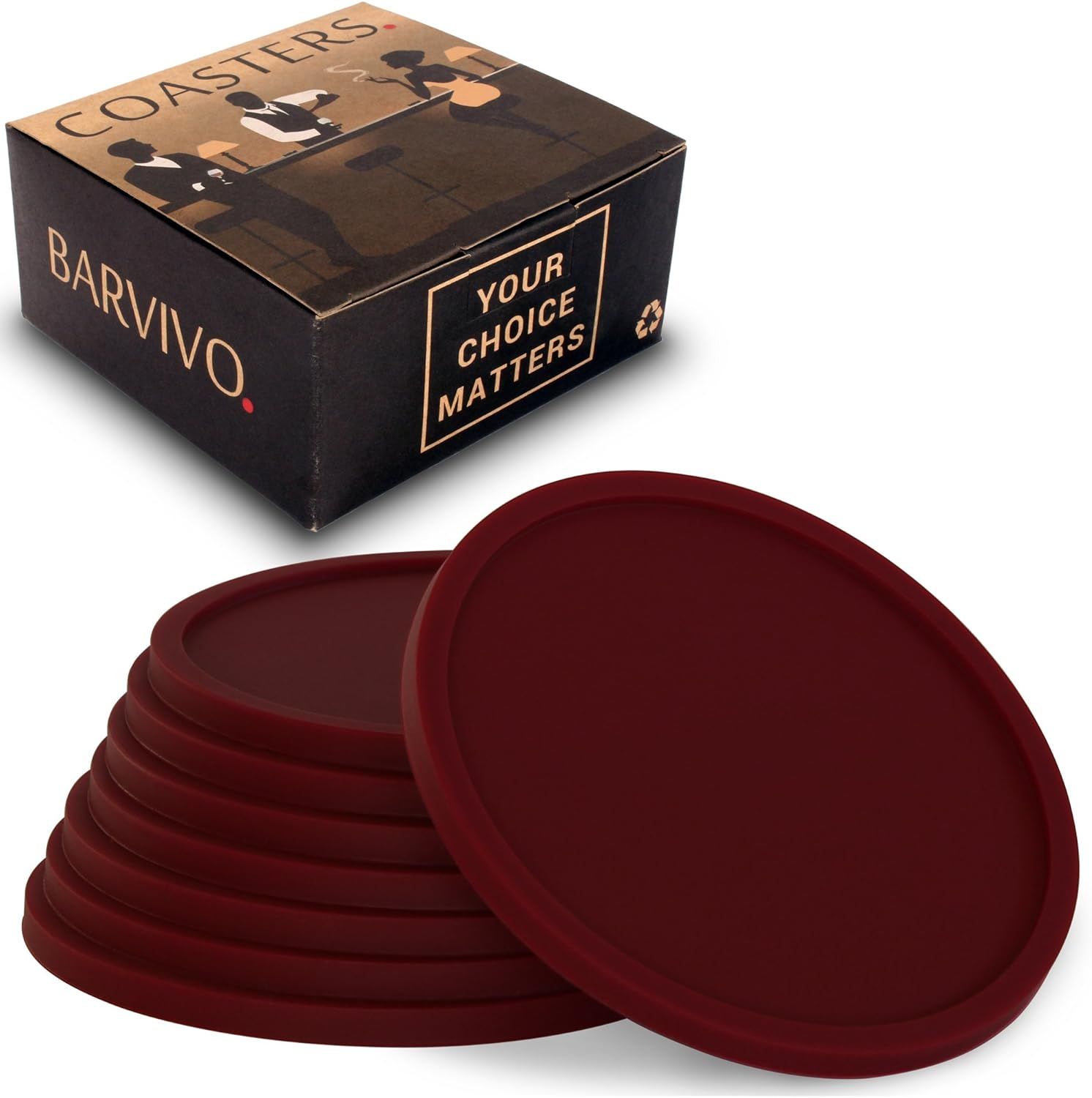 Drink Coasters by Barvivo Set of 8 - Tabletop Protection for Any Table Type, Wood, Granite, Glass... | Amazon (US)