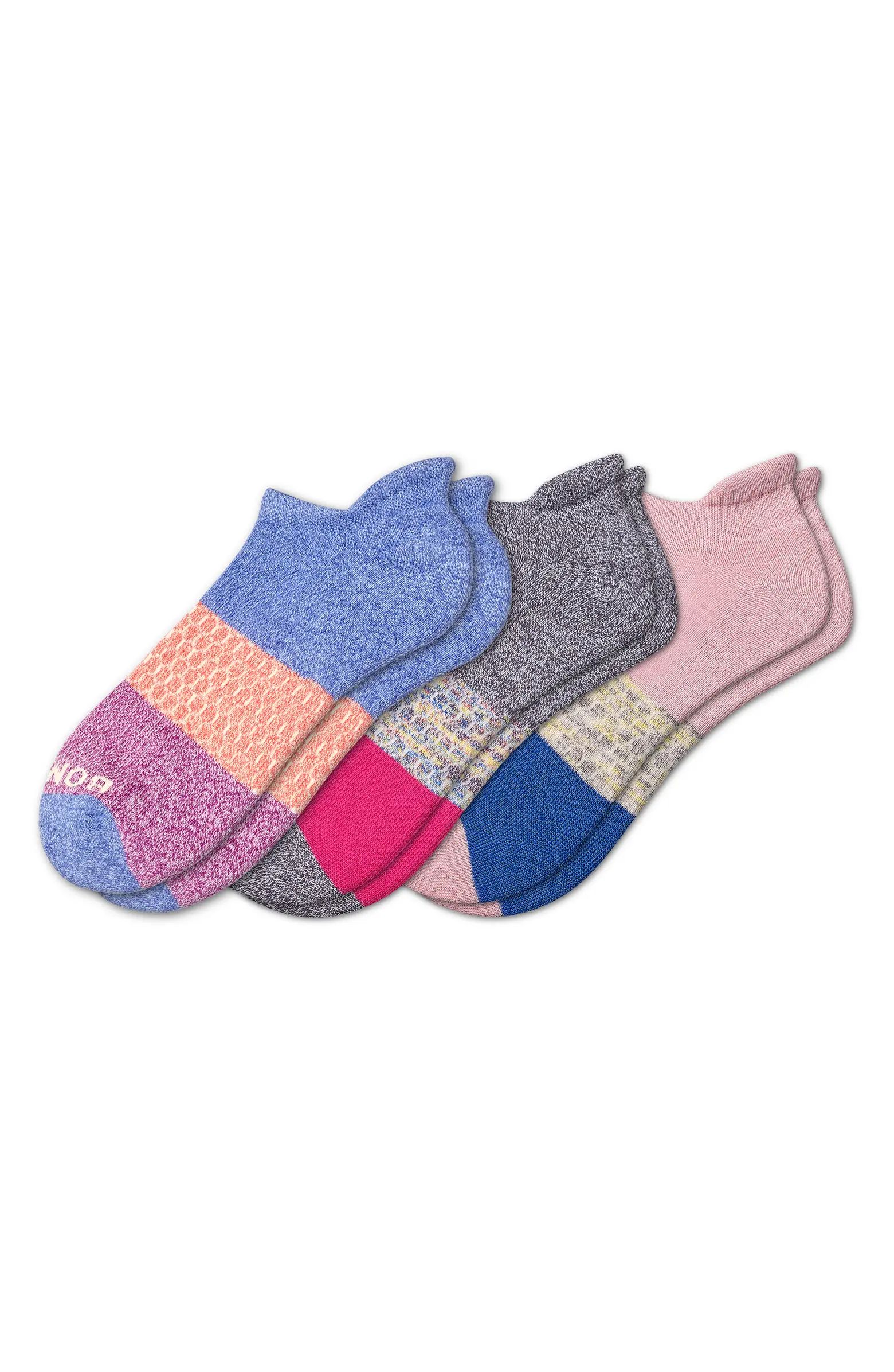 Assorted 3-Pack Tri-Block Ankle Socks | Nordstrom