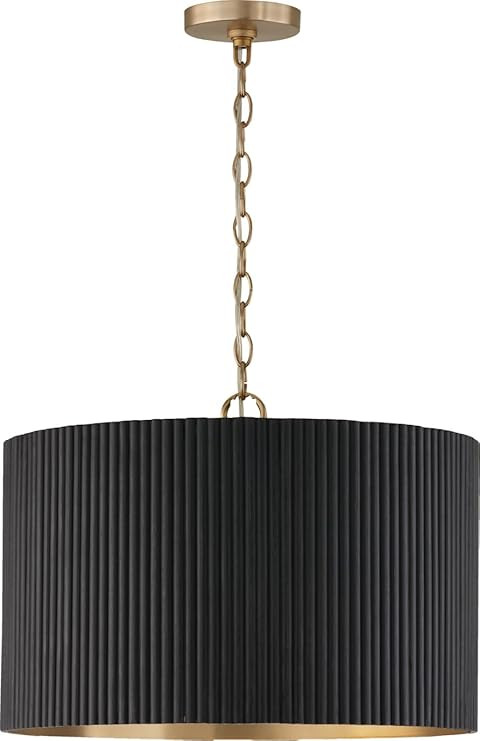 Capital Lighting 350741KR Donovan Mid-Century Modern Artisan Luxe Fluted Mango Wood Drum Pendant ... | Amazon (US)